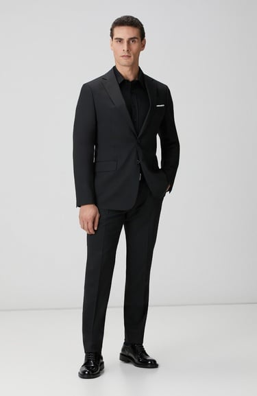  Network Erkek Non-Iron Siyah Saten Gömlek