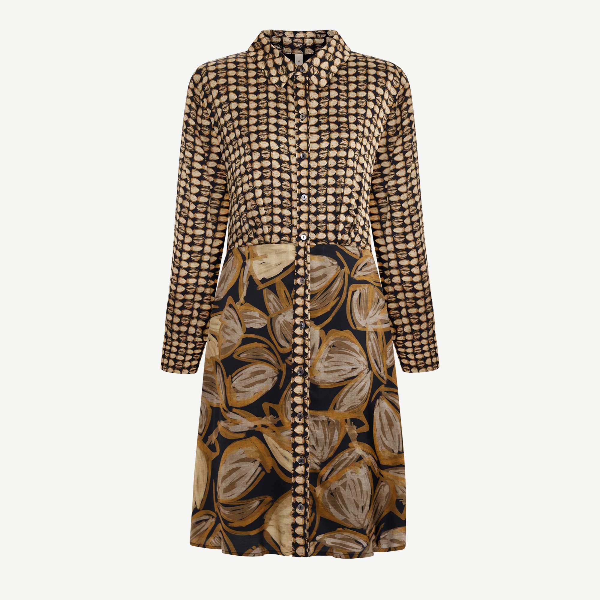 YARGICI Düz Gömlek Yaka Uzun Kol Elbise