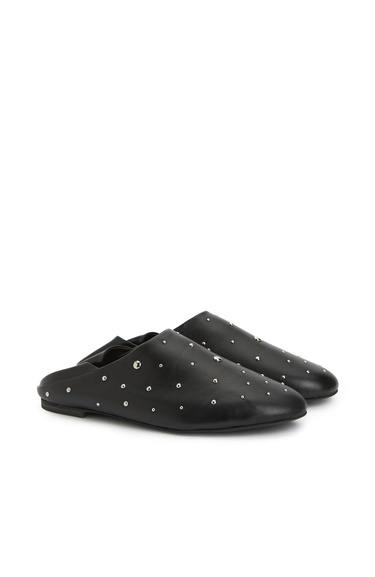  Divarese Kadın Siyah Deri Babet