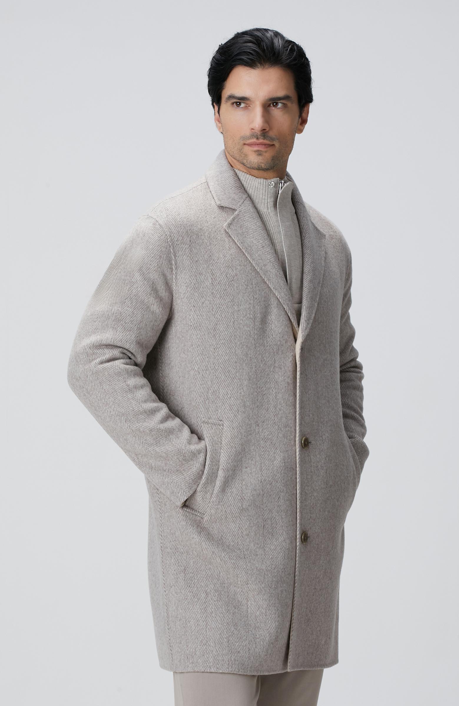  Network Erkek Bej Melanj Yün Karışımlı Palto