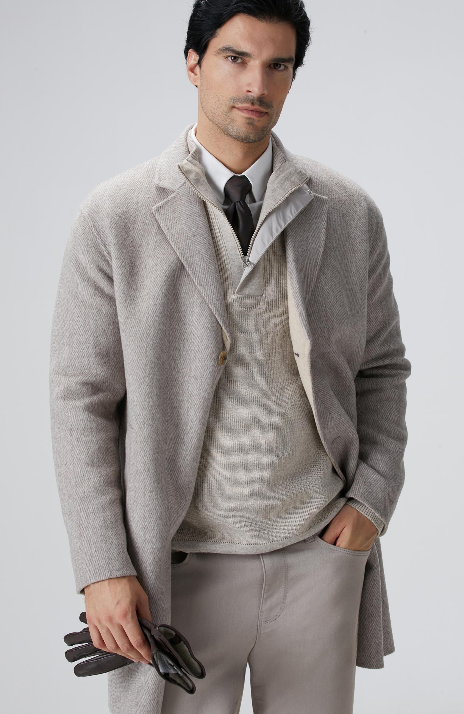  Network Erkek Bej Melanj Yün Karışımlı Palto