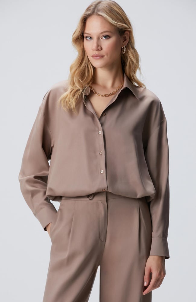  Network Kadın Vizon Beli Büzgülü Tencel Gömlek