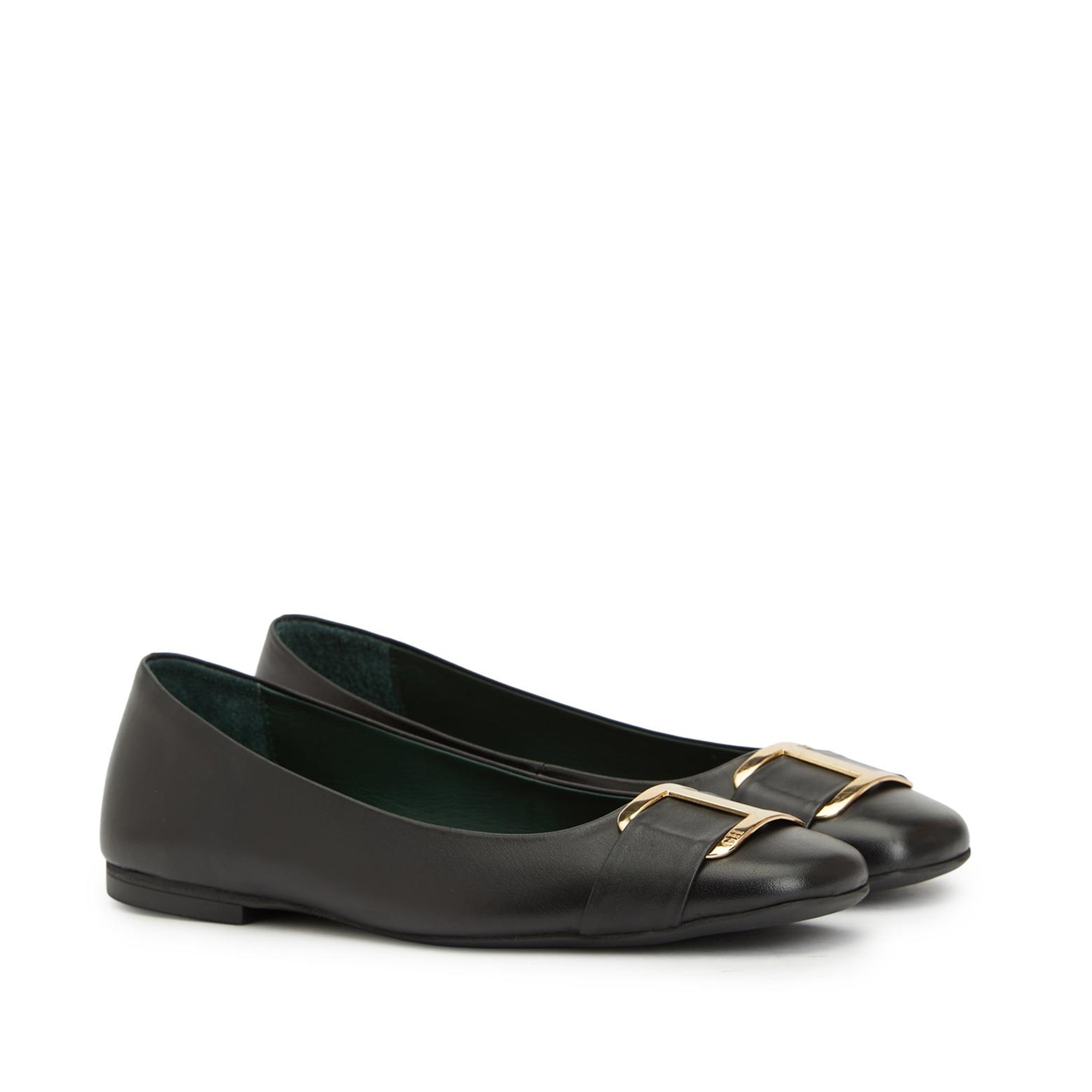 George Hogg Kadın Siyah Tokalı Deri Babet