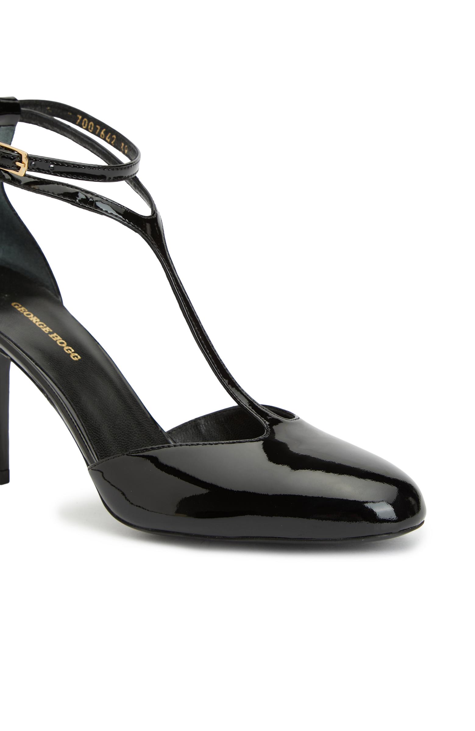 George Hogg Kadın Siyah Rugan Deri Topuklu Ayakkabı