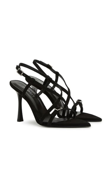  Divarese Kadın Siyah Süet Topuklu Sandalet