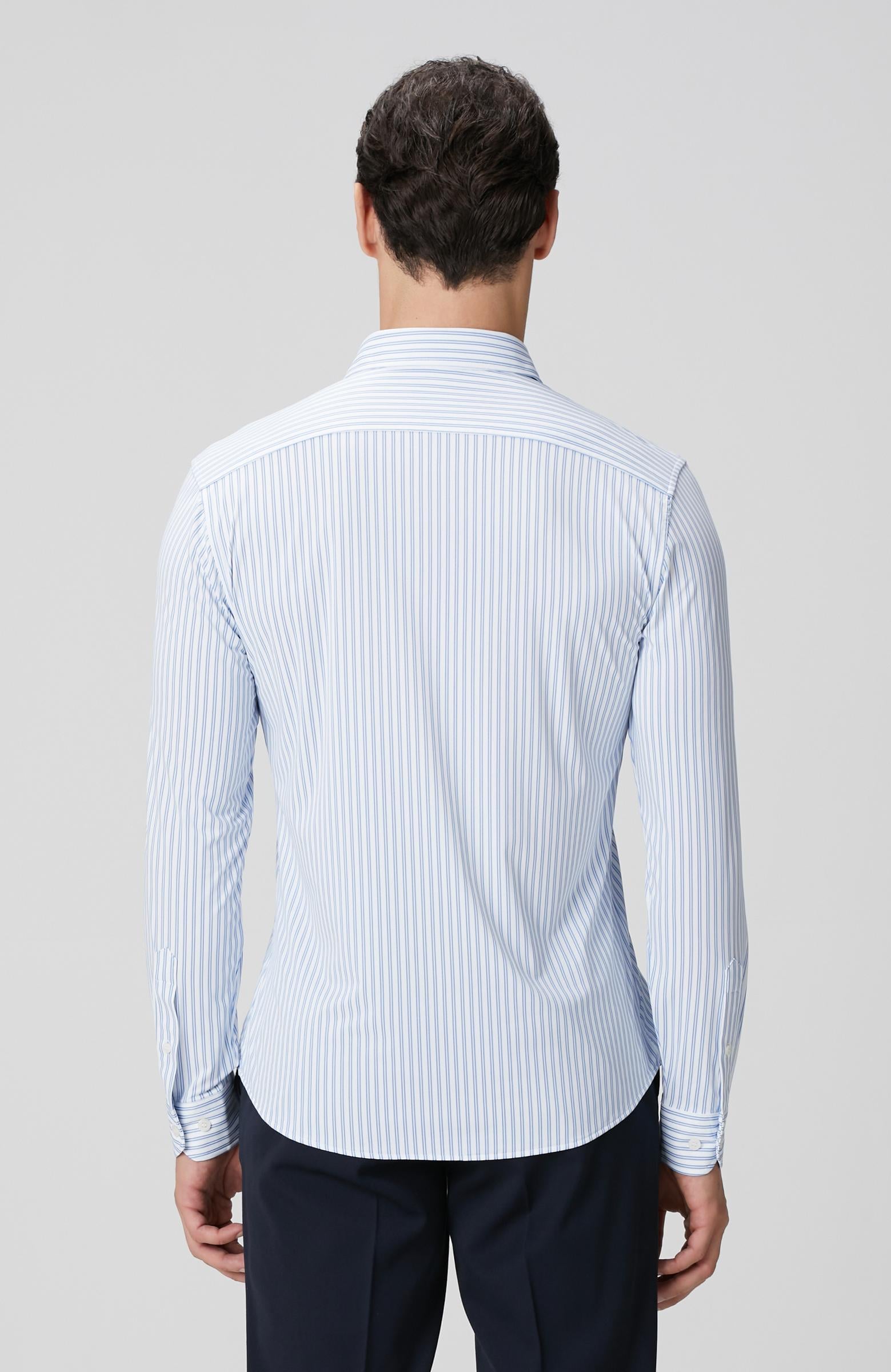  Network Erkek N-Tech Mavi Beyaz Çizgi Desenli Gömlek