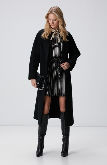  Network Kadın Limited Siyah Yün Karışımlı Manto