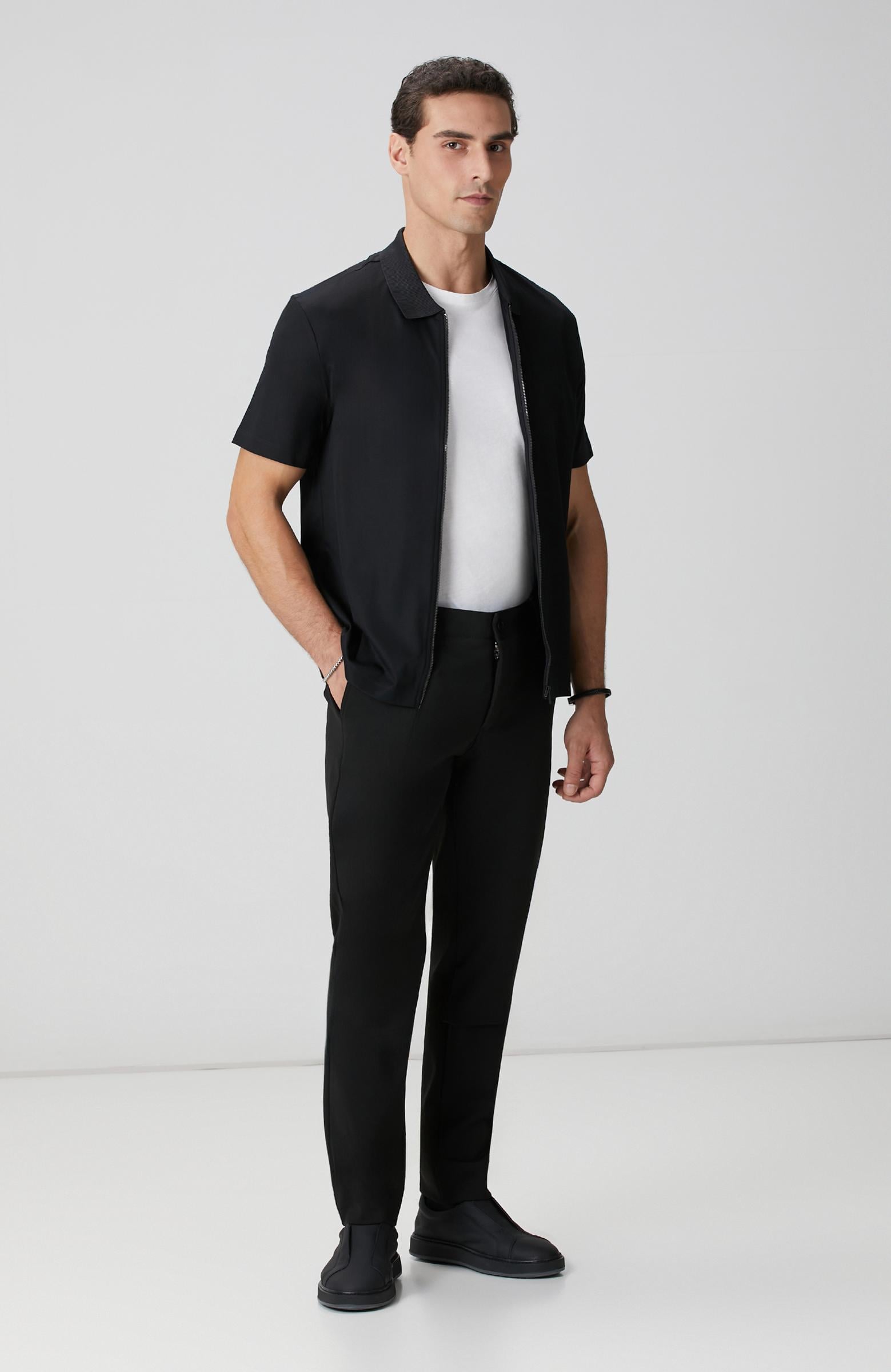  Network Erkek N-Tech Siyah Fermuarlı Örme Gömlek