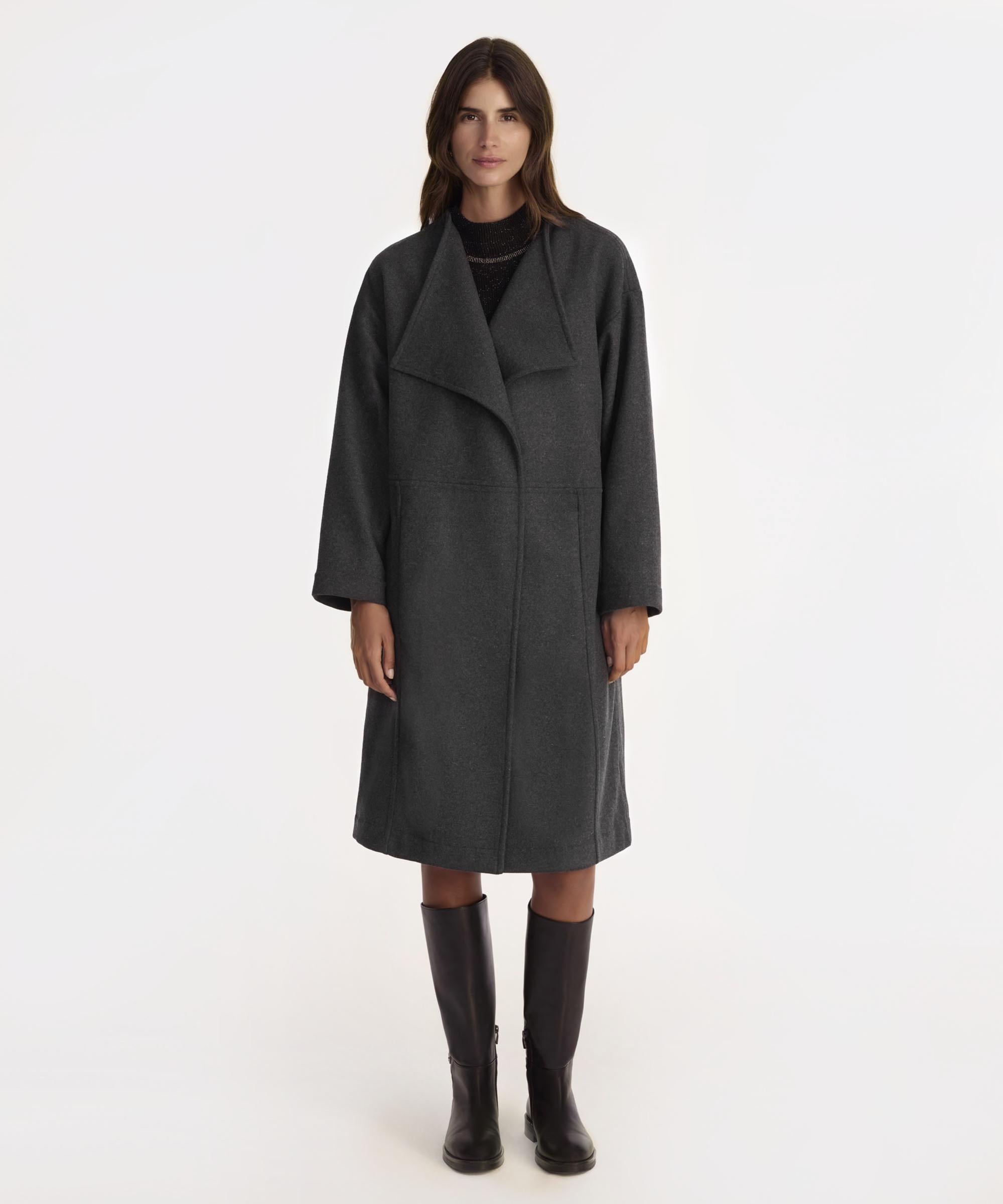 YARGICI Geniş Şal Yaka Uzun Kol Palto