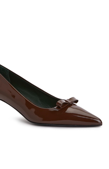  George Hogg Kadın Kahverengi Rugan Deri Topuklu Ayakkabı