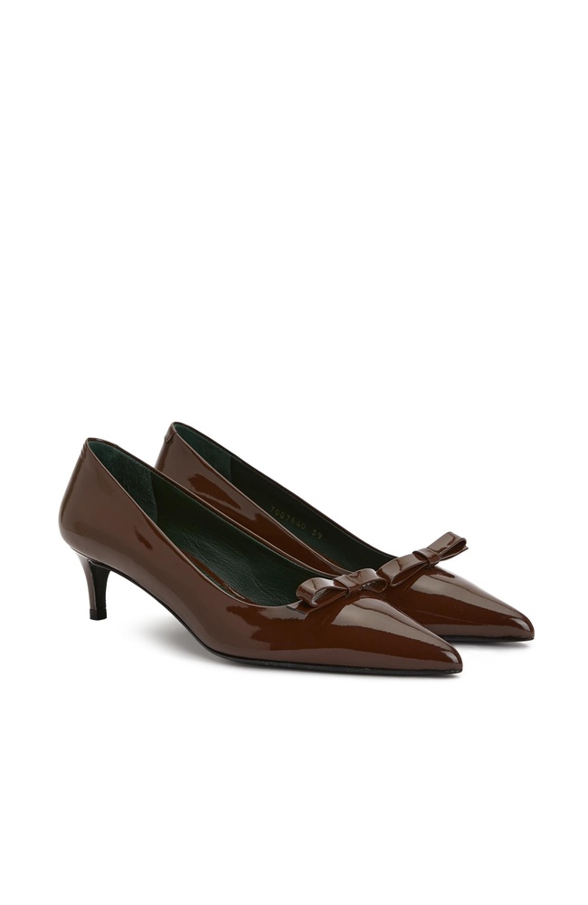  George Hogg Kadın Kahverengi Rugan Deri Topuklu Ayakkabı