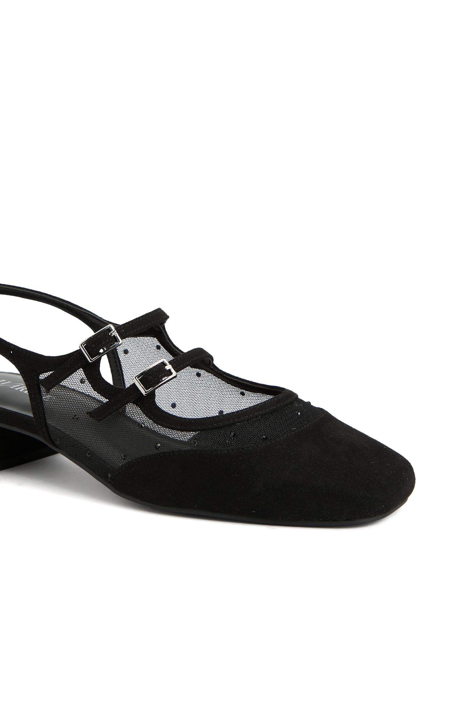 Divarese Kadın Siyah Tül Detaylı Mary Jane Babet