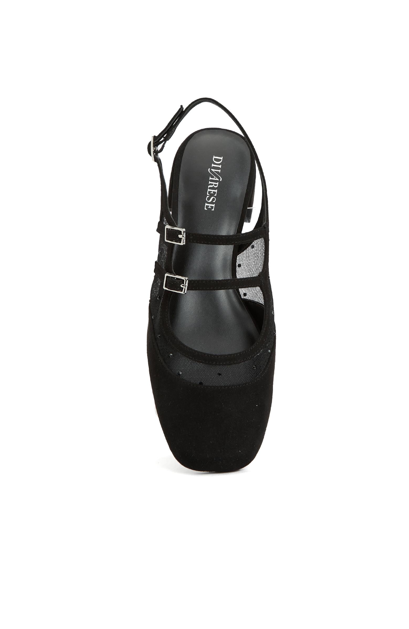 Divarese Kadın Siyah Tül Detaylı Mary Jane Babet