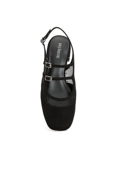  Divarese Kadın Siyah Tül Detaylı Mary Jane Babet