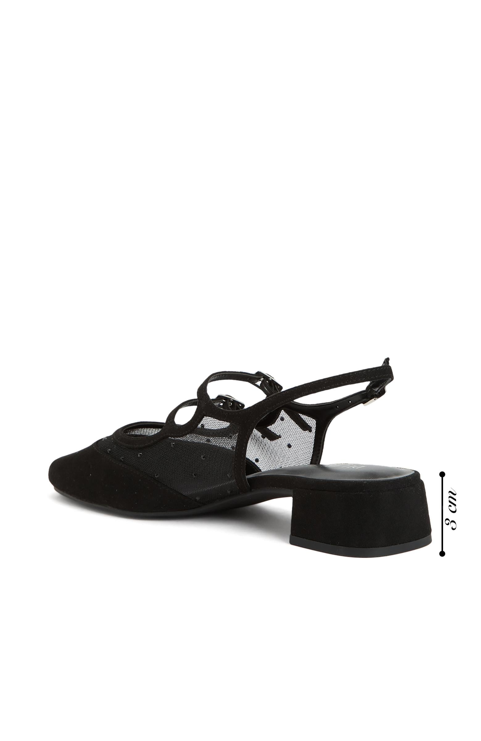 Divarese Kadın Siyah Tül Detaylı Mary Jane Babet