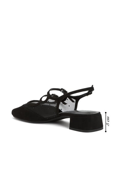  Divarese Kadın Siyah Tül Detaylı Mary Jane Babet