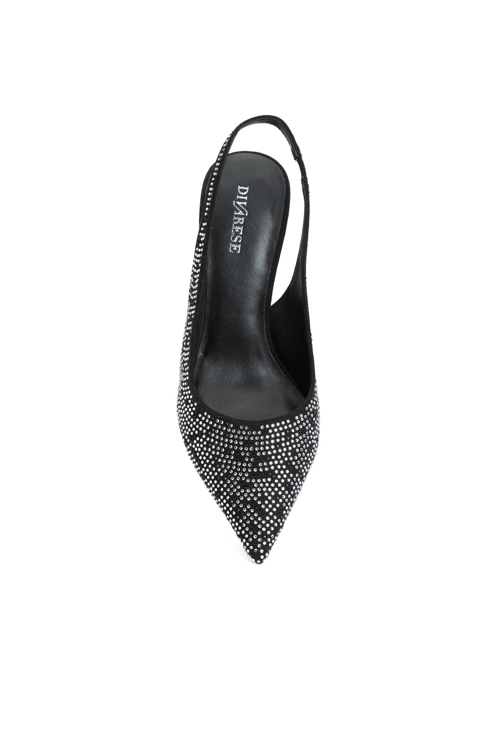  Divarese Kadın Gümüş Taşlı Topuklu Ayakkabı