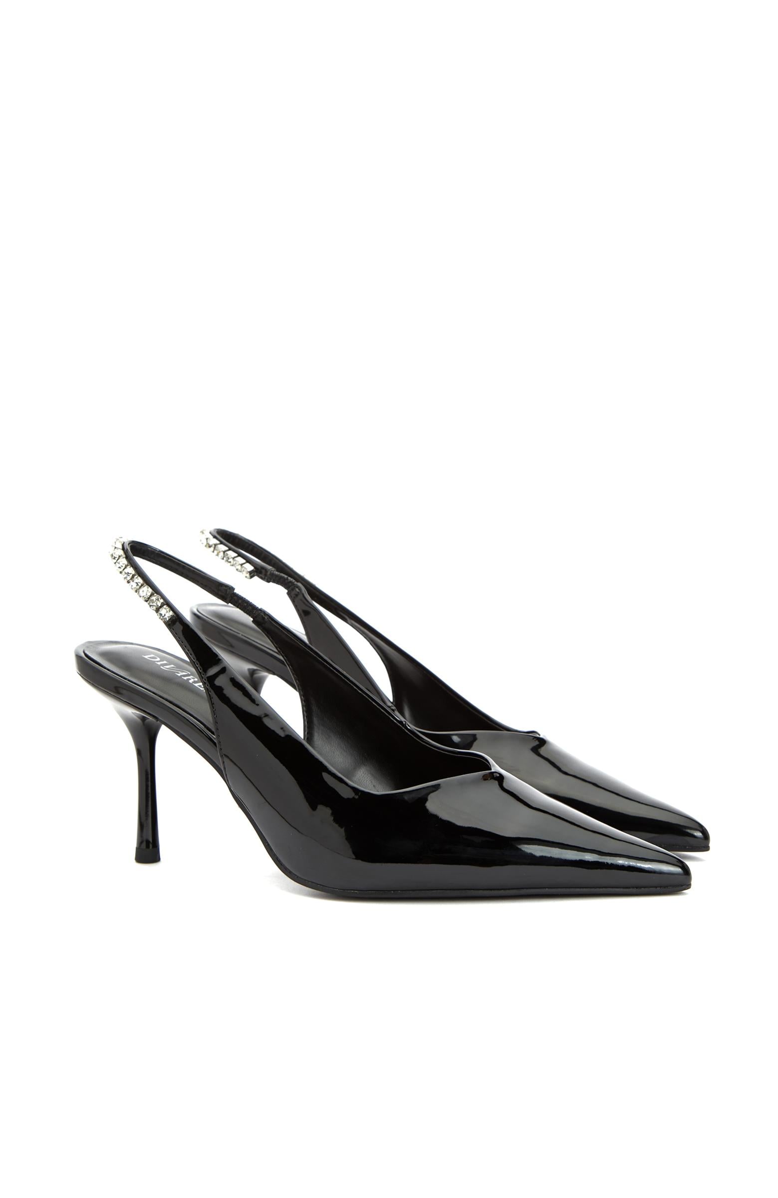  Divarese Kadın Siyah Taşlı Topuklu Ayakkabı