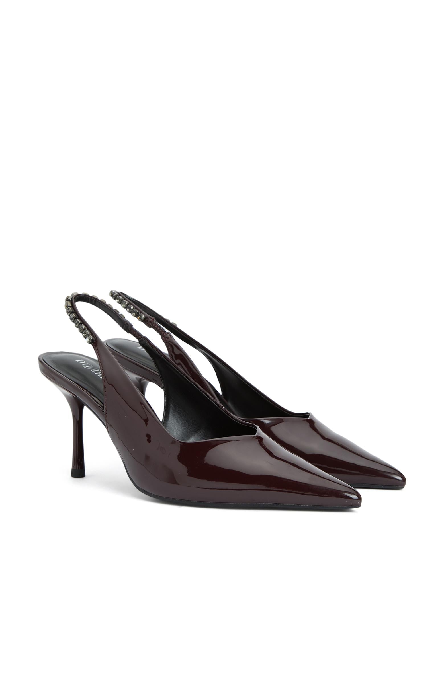 Divarese Kadın Bordo Taşlı Topuklu Ayakkabı