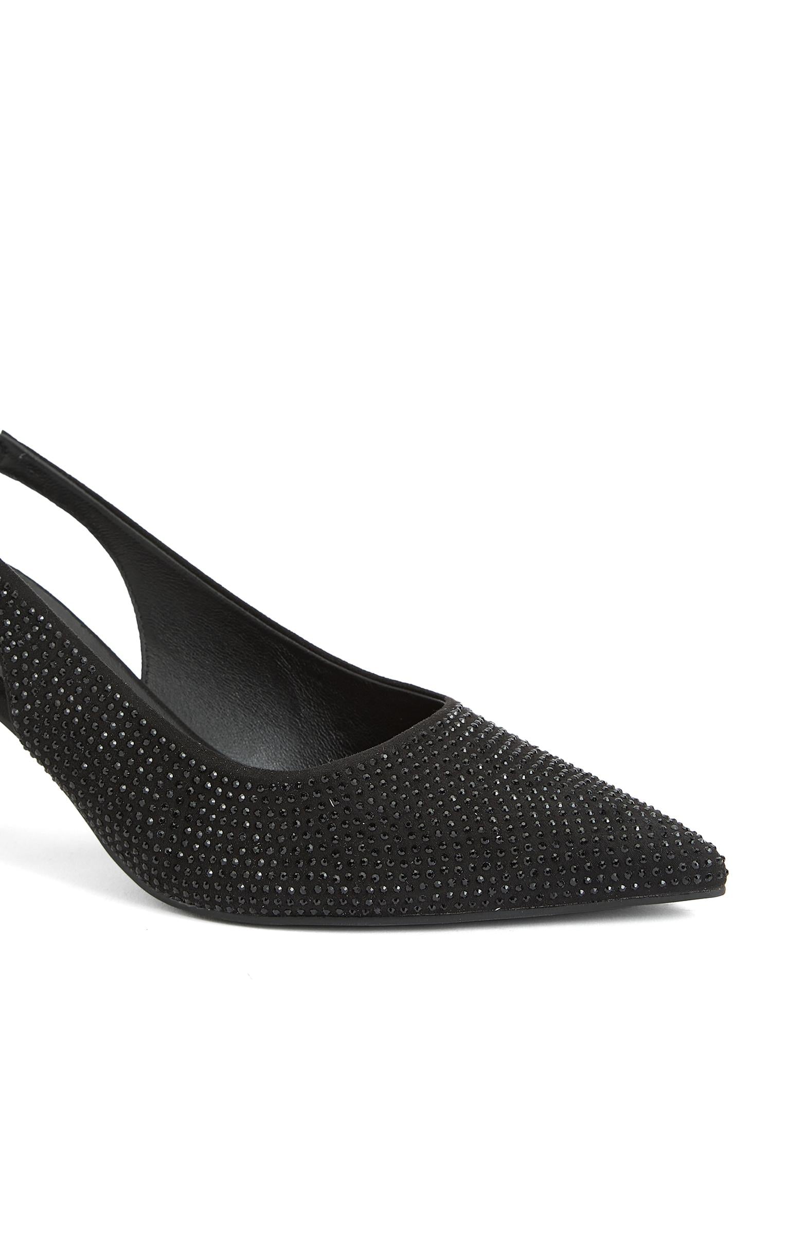 Divarese Kadın Siyah Taşlı Topuklu Ayakkabı