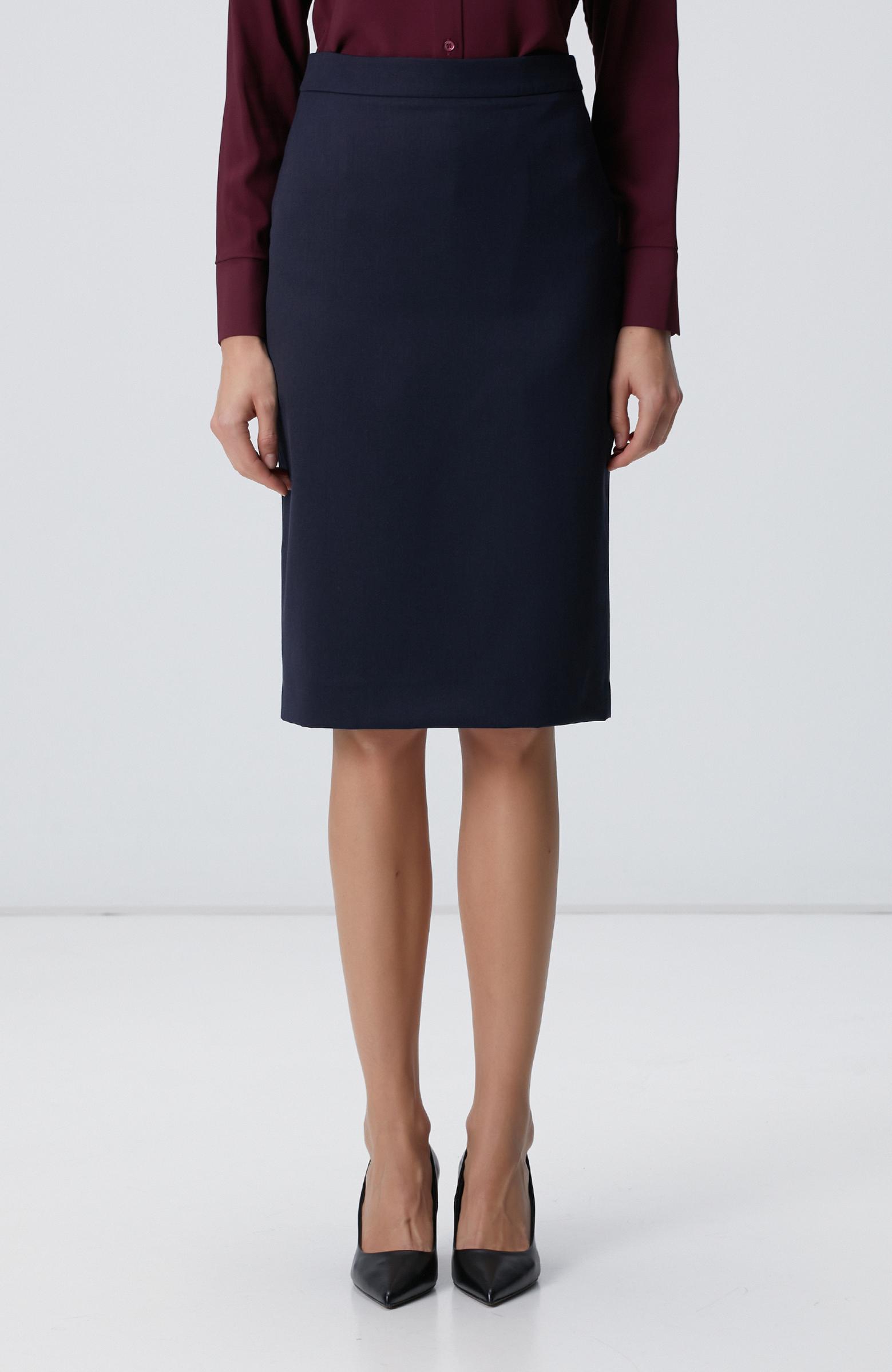  Network Kadın Lacivert Yün Karışımlı Midi Kalem Etek