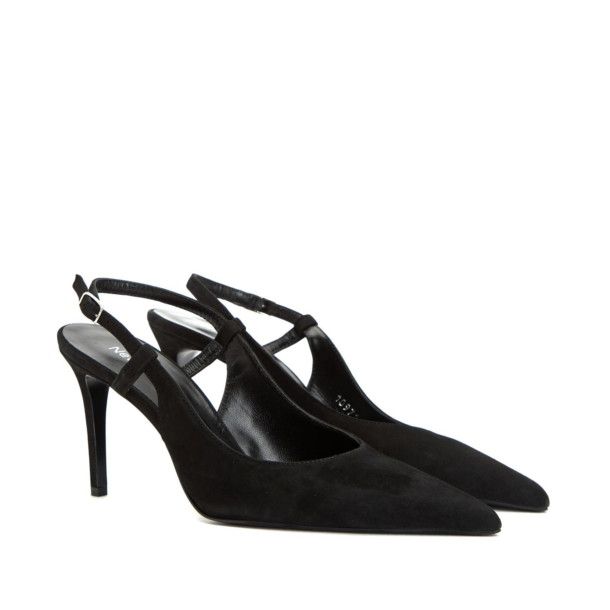 Network Kadın Siyah Süet Deri Topuklu Ayakkabı