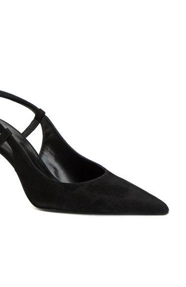  Network Kadın Siyah Süet Deri Topuklu Ayakkabı