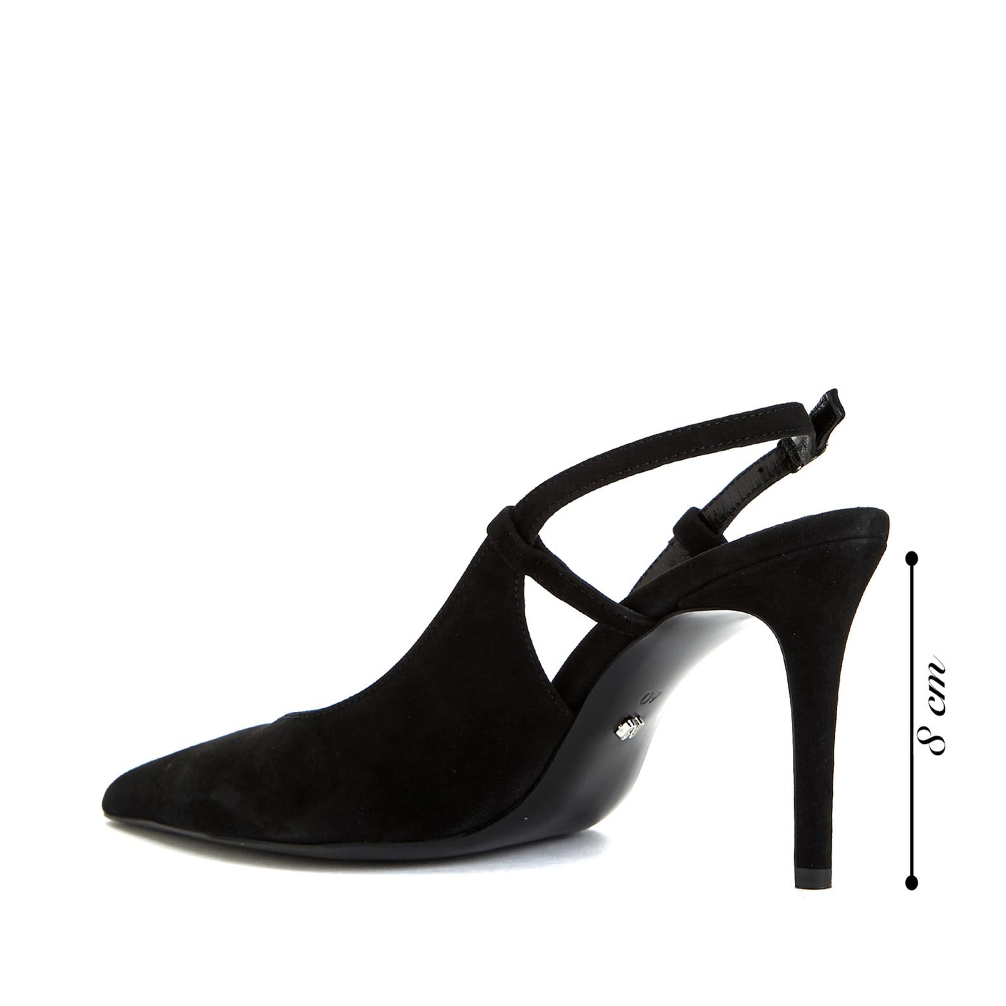 Network Kadın Siyah Süet Deri Topuklu Ayakkabı