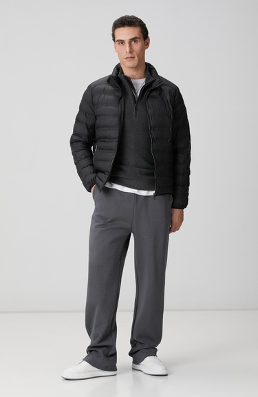  Network Erkek Antrasit Dik Yaka Fermuarlı Sweatshirt