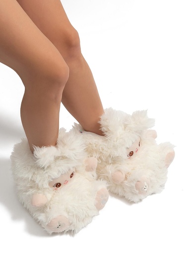  Lingo Kadın Hayvanlı Panduf Bej 36/41