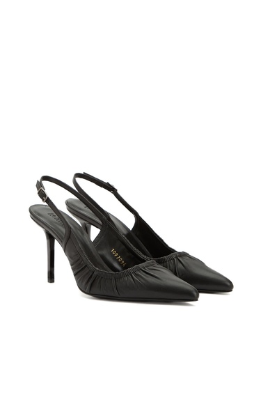  Network Kadın Siyah Deri Topuklu Ayakkabı