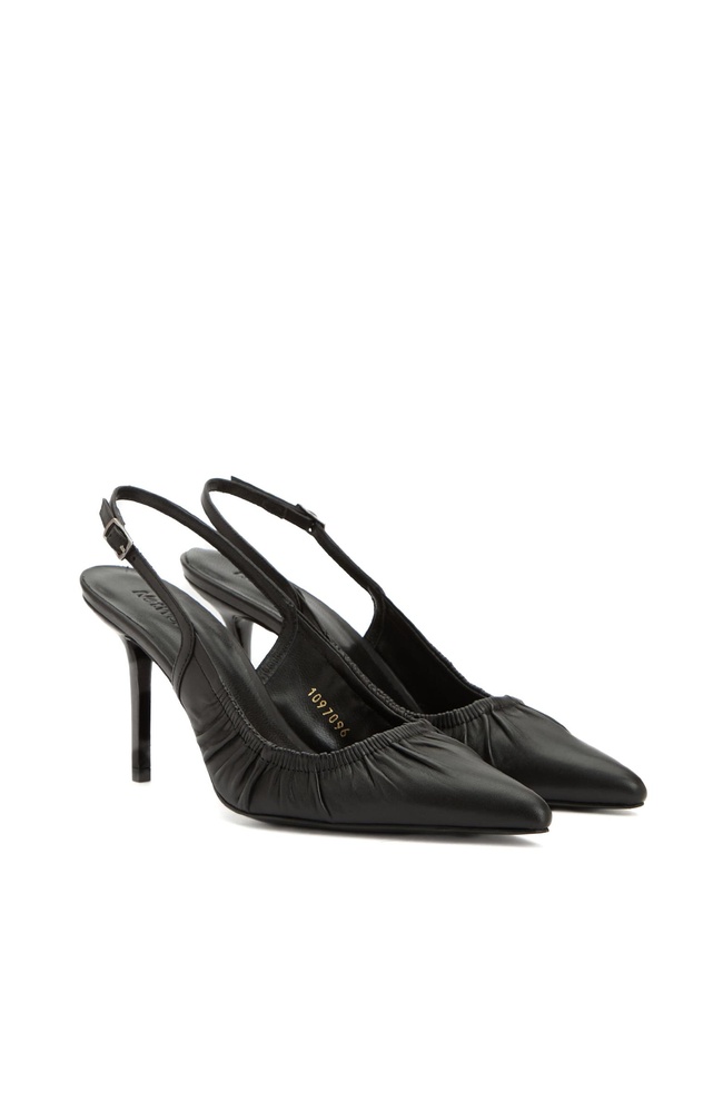  Network Kadın Siyah Deri Topuklu Ayakkabı