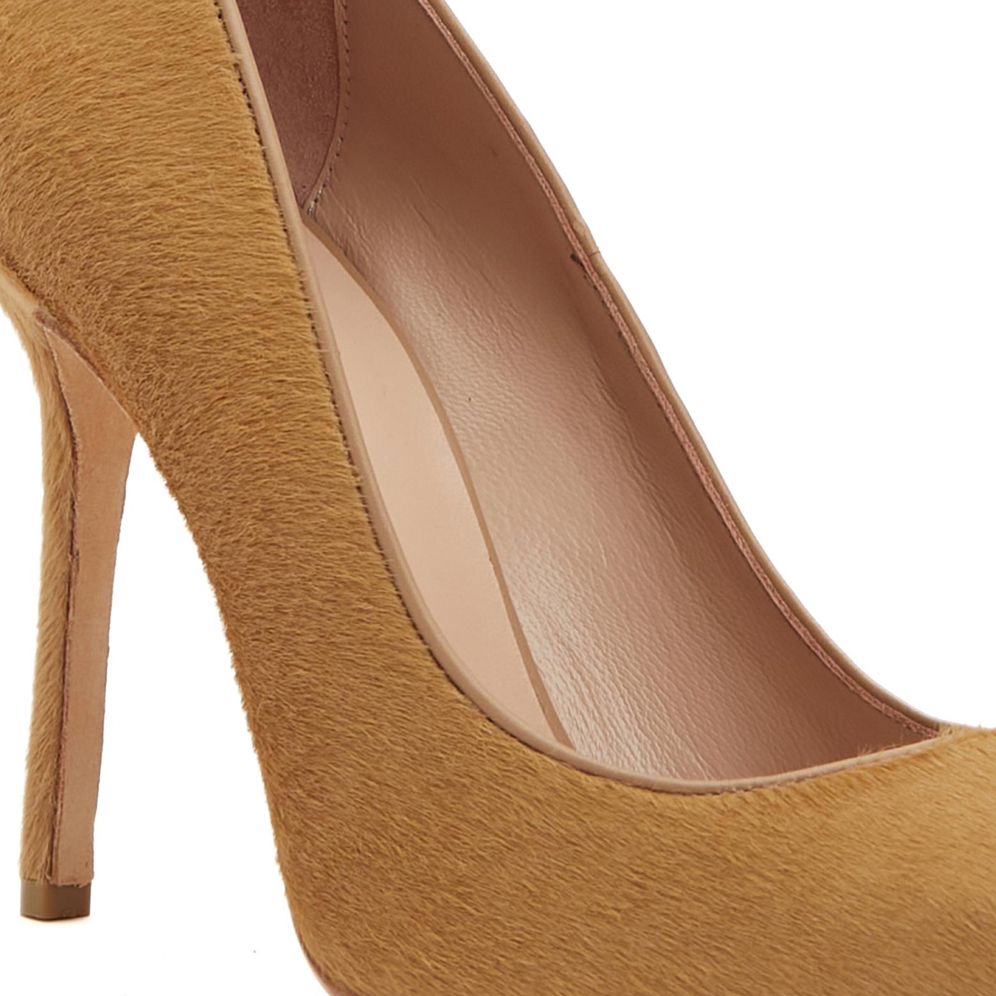 Network Kadın Camel Tay Tüyü Topuklu Ayakkabı