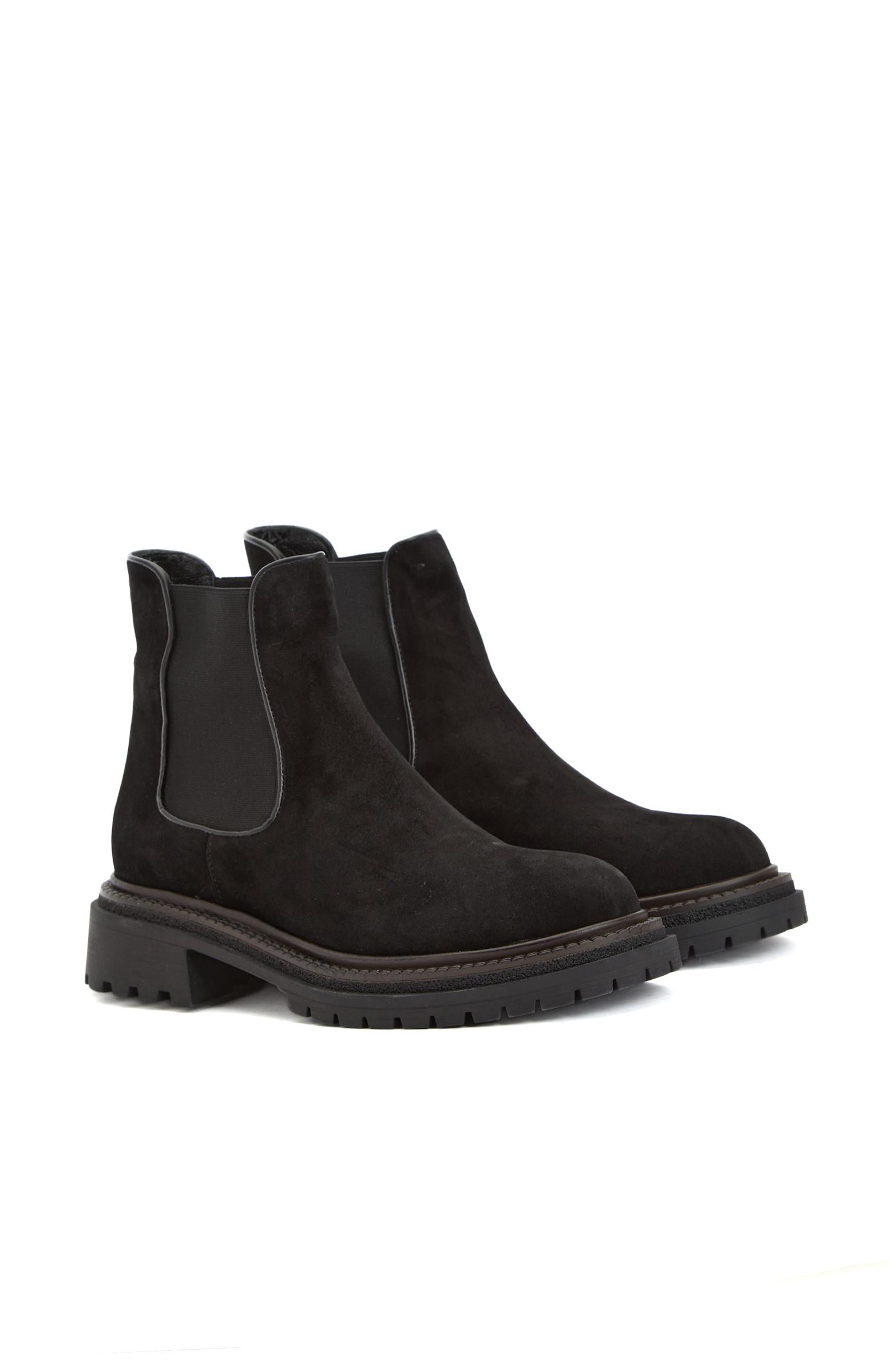  Divarese Kadın Siyah Chelsea Süet Deri Bot