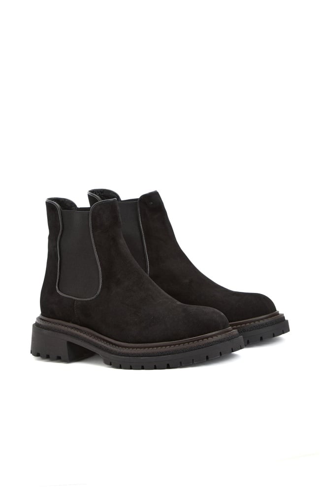  Divarese Kadın Siyah Chelsea Süet Deri Bot
