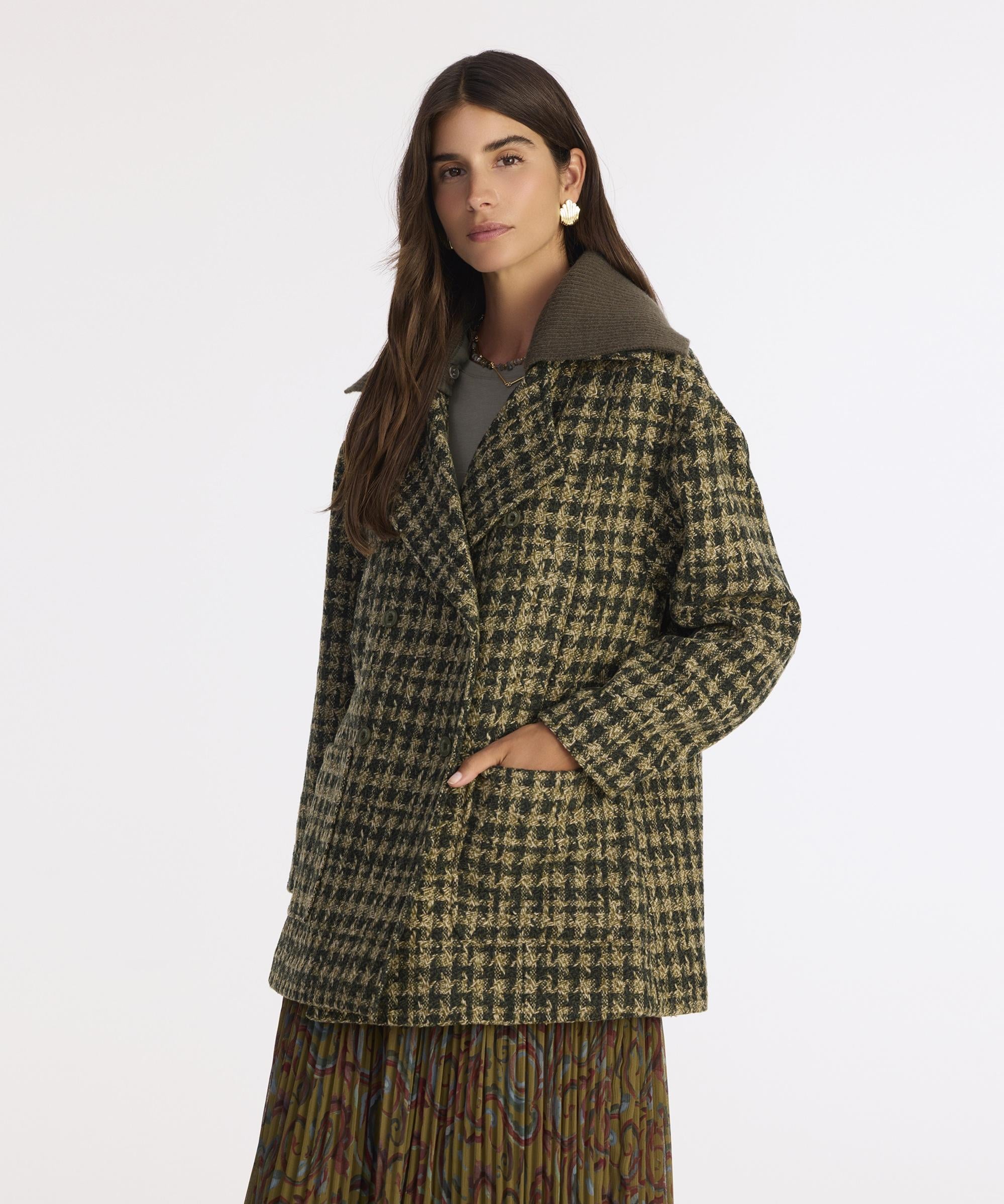 YARGICI Triko Yaka Detaylı Kruvaze Palto