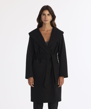  YARGICI Kapüşonlu Ve Kemerli Uzun Palto