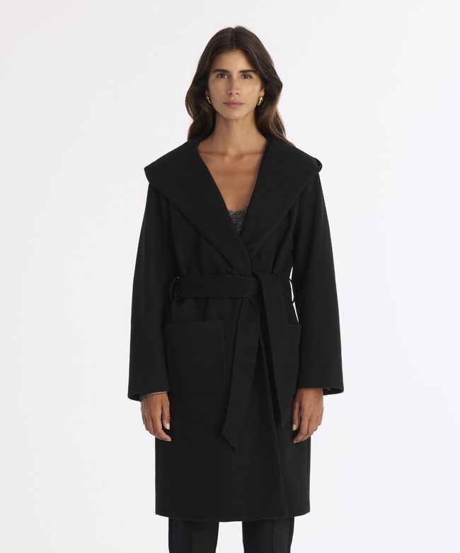  YARGICI Kapüşonlu Ve Kemerli Uzun Palto