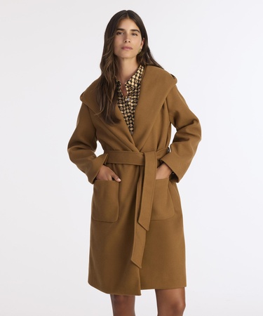  YARGICI Kapüşonlu Ve Kemerli Uzun Palto