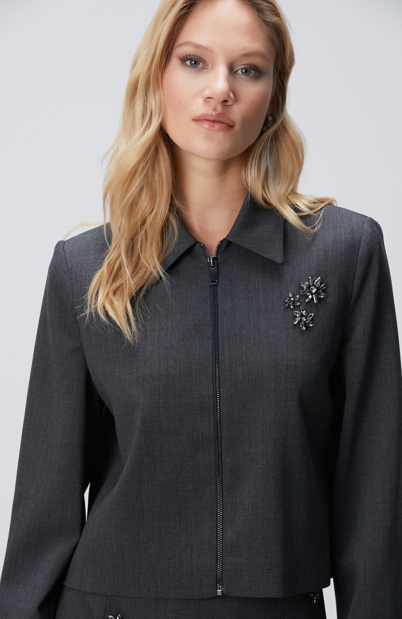  Network Kadın Koyu Gri Yün Karışımlı Ceket