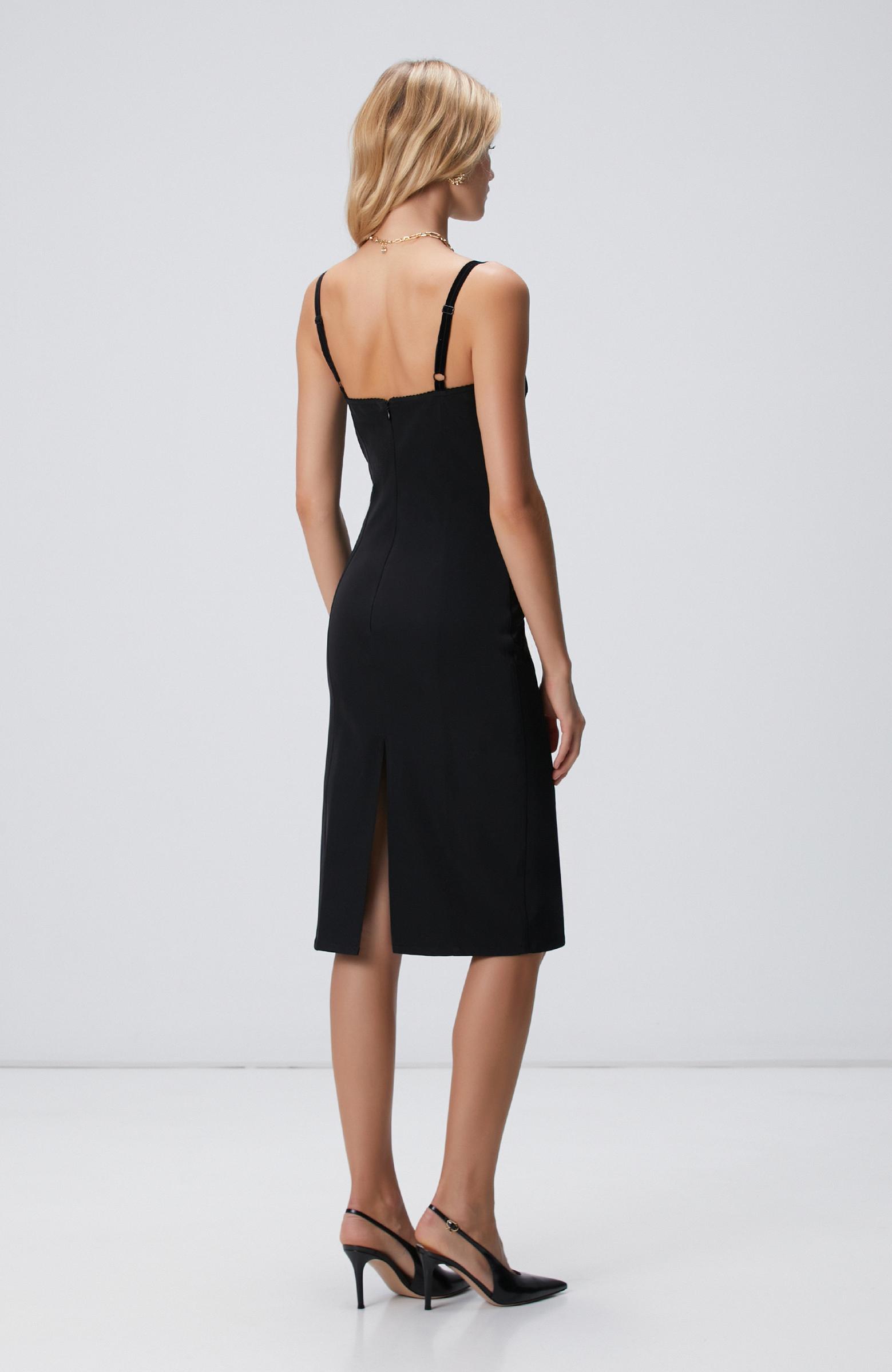 Network Kadın Siyah Askılı Midi Korse Elbise