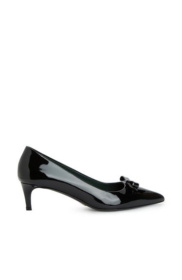  George Hogg Kadın Siyah Rugan Deri Topuklu Ayakkabı