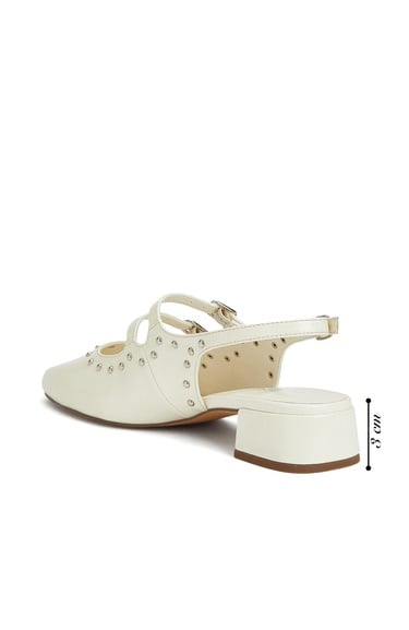  Divarese Kadın Kırık Beyaz Taşlı Mary Jane Babet