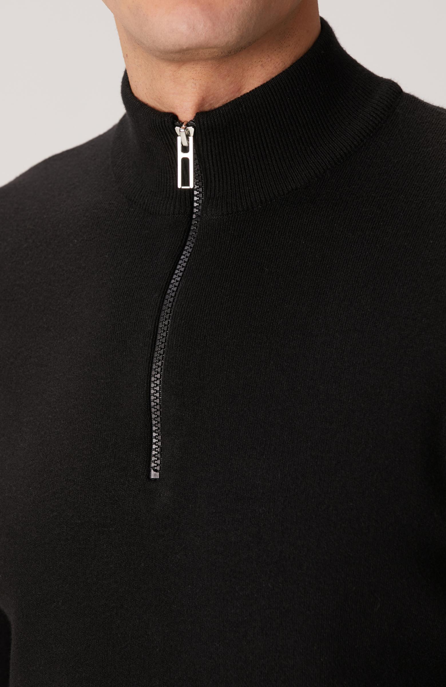  Network Erkek Siyah Yakası Fermuarlı Triko Kazak