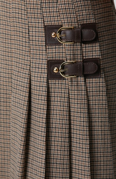  Network Kadın Siyah Kahverengi Kazayağı Desenli Mini Etek