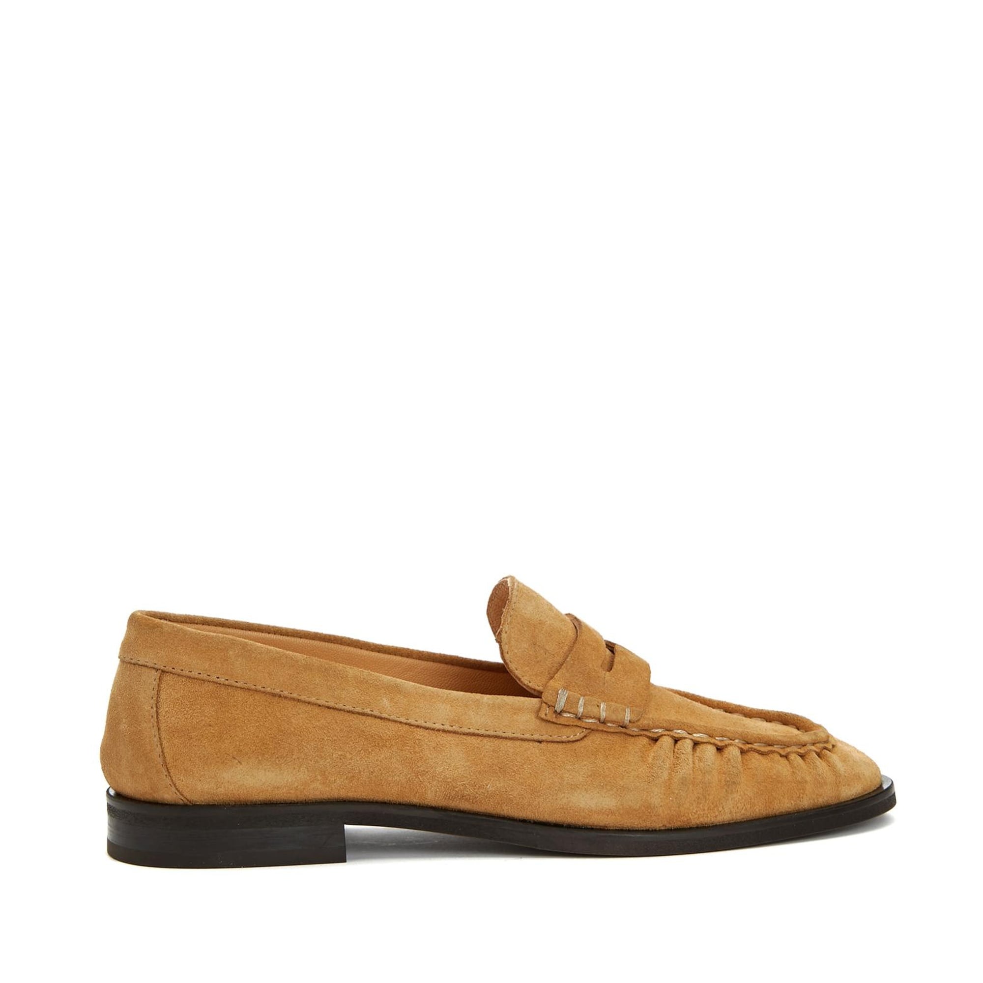 Divarese Kadın Gold Bantlı Süet Loafer