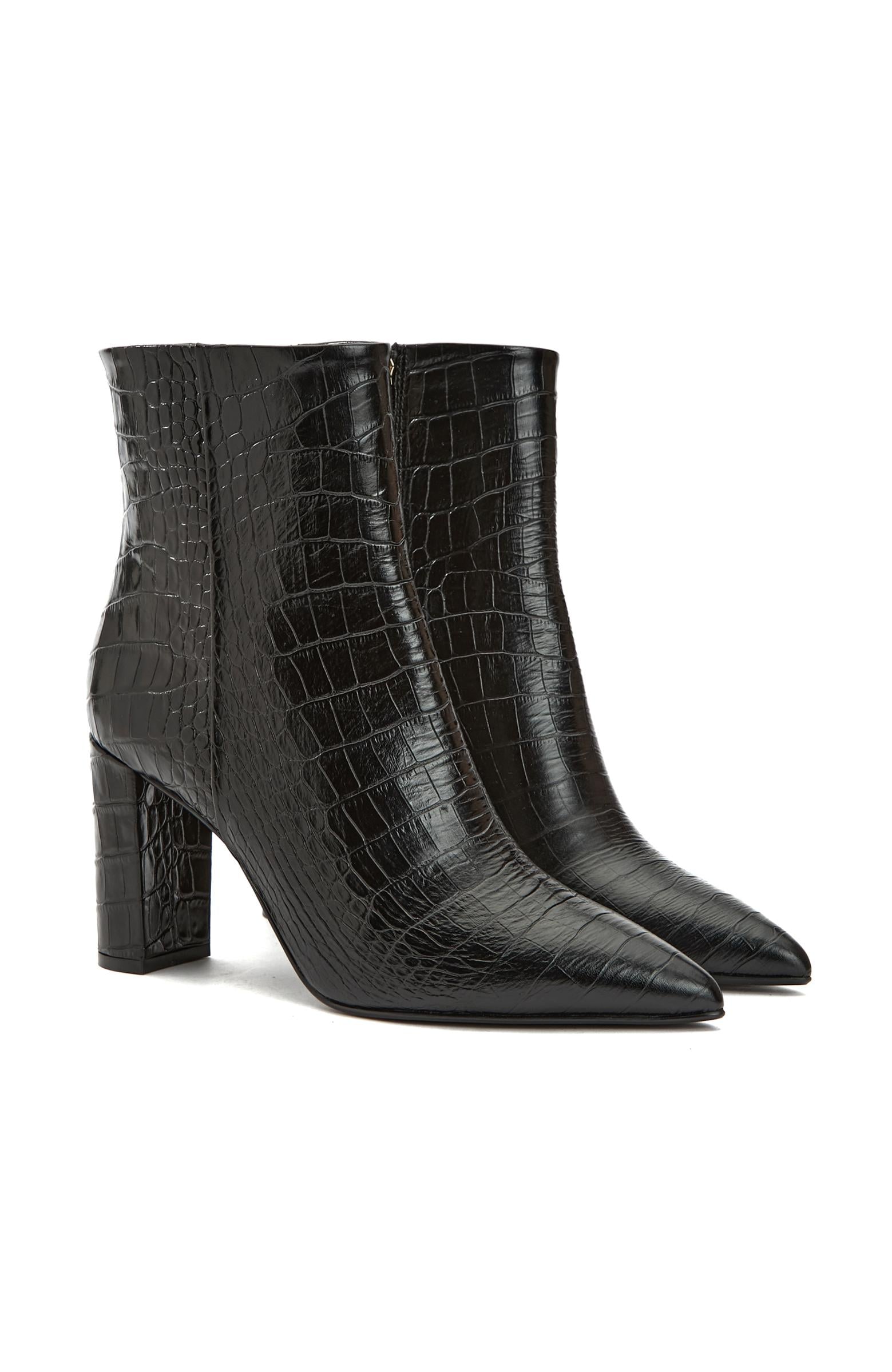  Gh For Nw Kadın George Hogg for NetWork Siyah Kroko Desenli Deri Bot