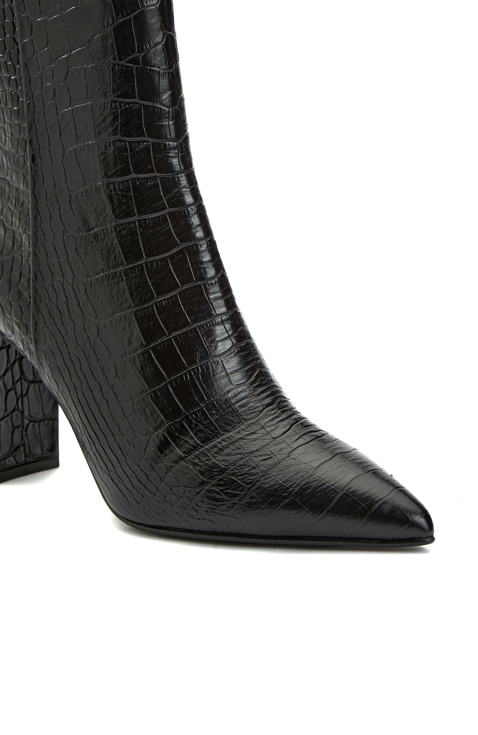 Gh For Nw Kadın George Hogg for NetWork Siyah Kroko Desenli Deri Bot