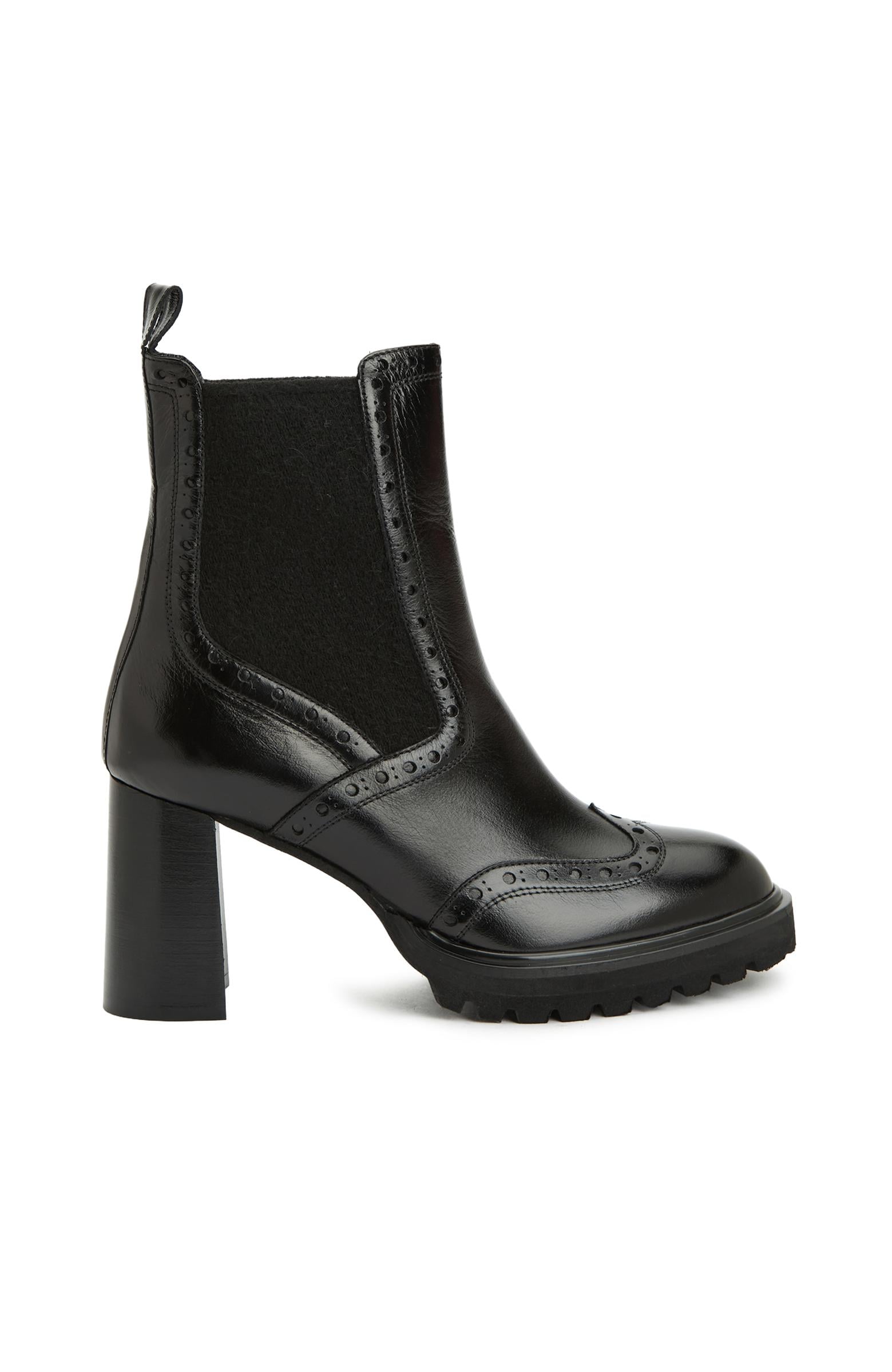 George Hogg Kadın Siyah Topuklu Chelsea Deri Bot