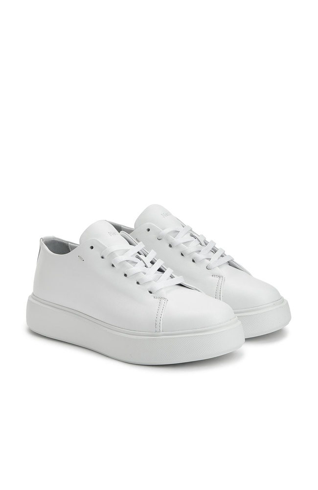  Network Kadın Beyaz Deri Bağcıklı Sneaker